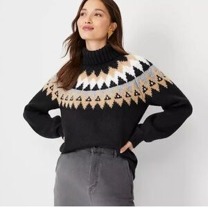 Ann Taylor Black and Tan Turtleneck
Sweater Fair Isle Sweater
